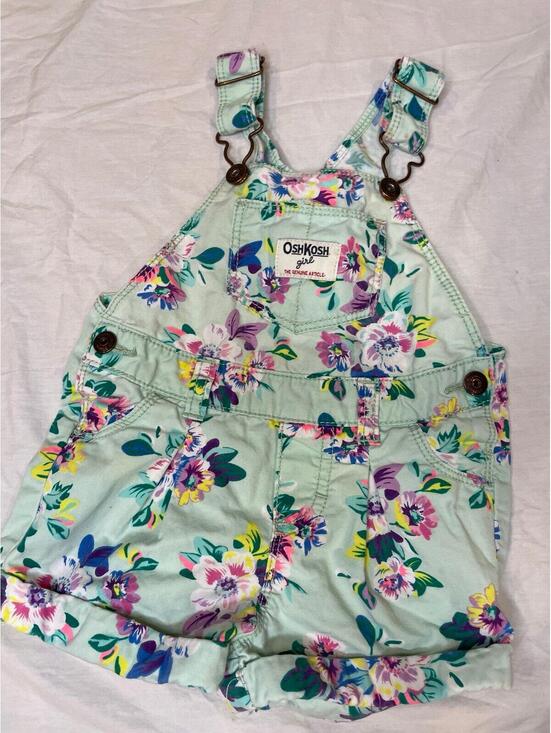 OshKosh B'gosh Other - OshKosh Floral Overalls 18 Months Mint Green Shortalls Girls Vintage Style